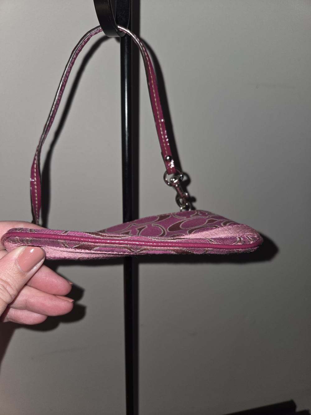 Coach Pink Signature Jacquard Wristlet - Picture 3 of 6